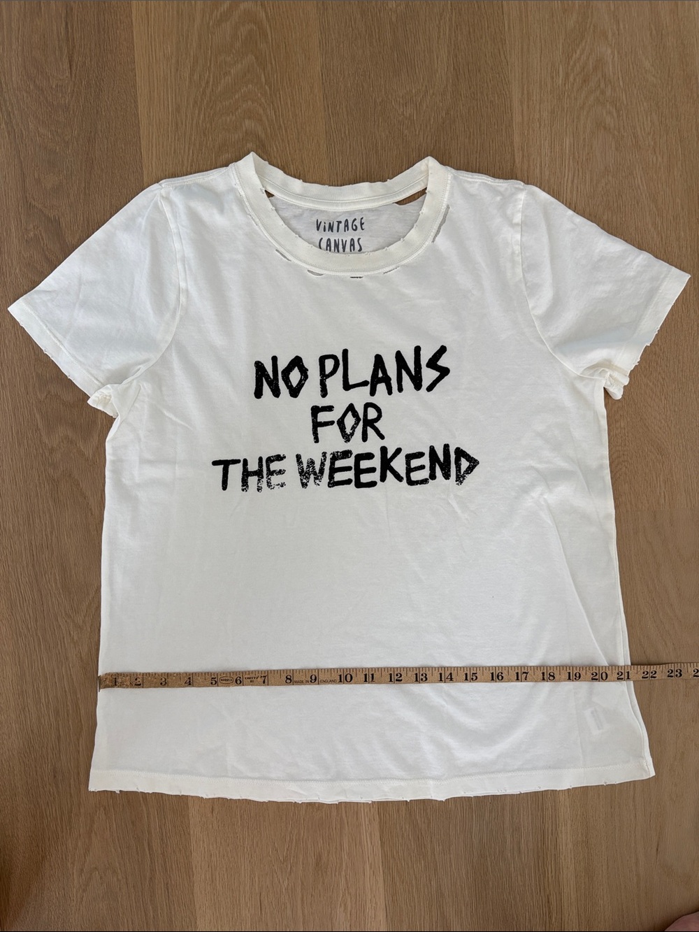 Vintage Canvas White Short-Sleeve Graphic Tee - No Plans For The Weekend
